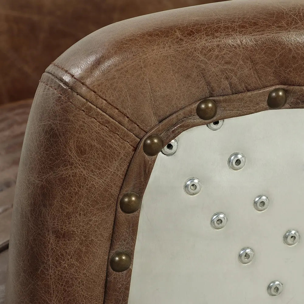 Brancaster Retro Brown Leather Aviator Loveseat - Modern Vintage 2-Seater Sofa for Living Room Acme Furniture