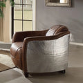 Brancaster Retro Brown Leather Aviator Chair - Modern Vintage Armchair for Living Room Acme Furniture