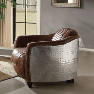 Brancaster Retro Brown Leather Aviator Chair - Modern Vintage Armchair for Living Room Acme Furniture