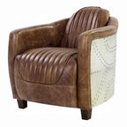 Brancaster Retro Brown Leather Aviator Chair - Modern Vintage Armchair for Living Room Acme Furniture
