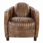 Brancaster Retro Brown Leather Aviator Chair - Modern Vintage Armchair for Living Room Acme Furniture