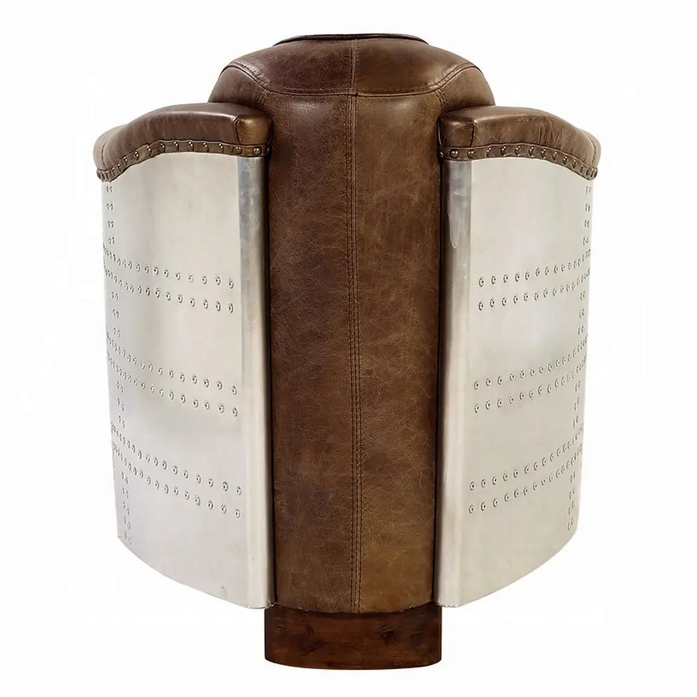 Brancaster Retro Brown Leather Aviator Chair - Modern Vintage Armchair for Living Room Acme Furniture