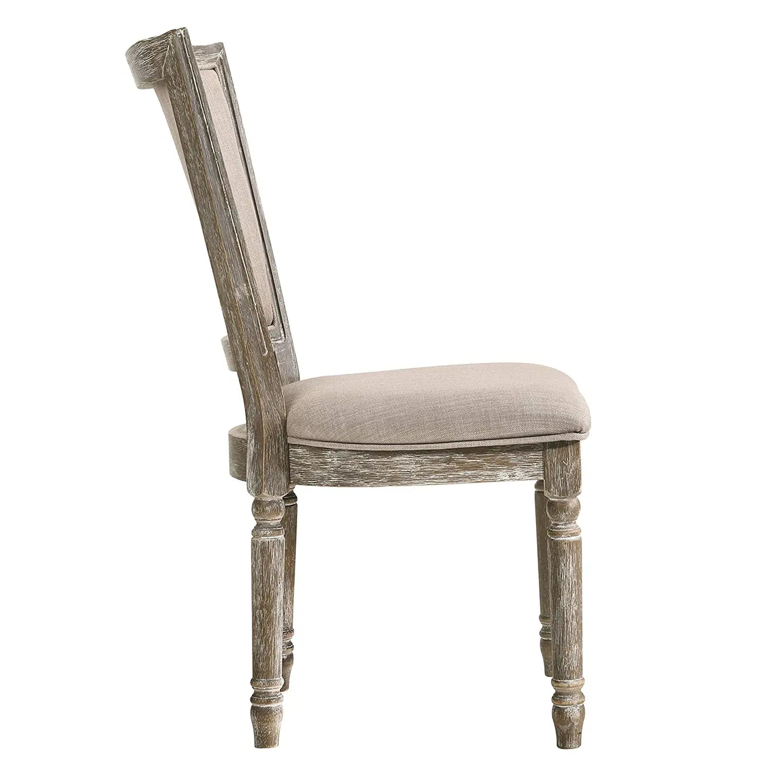 Gabrian Upholstered Dining Side Chair Set of 2 in Reclaimed Gray - High Back Padded Design Acme Furniture