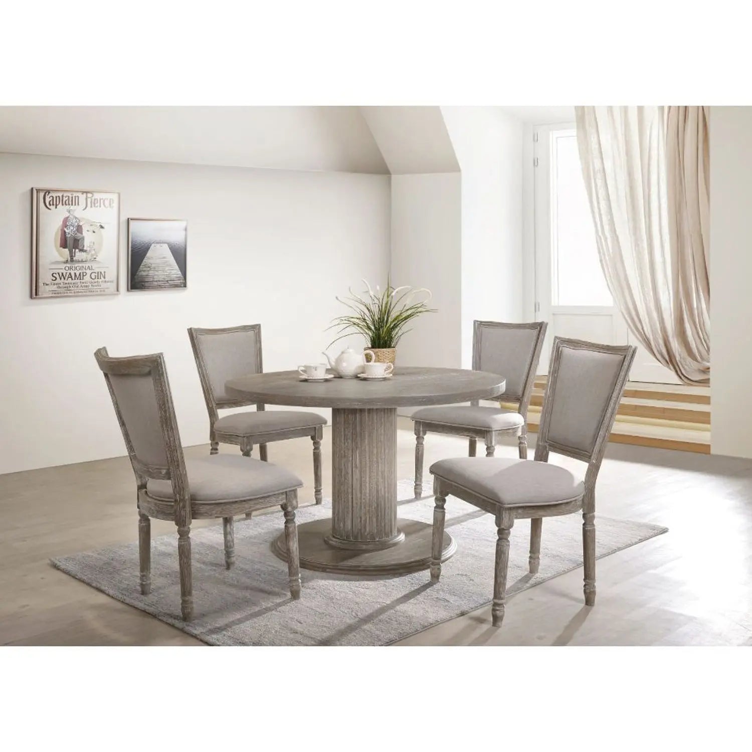 Gabrian Upholstered Dining Side Chair Set of 2 in Reclaimed Gray - High Back Padded Design Acme Furniture