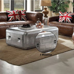 Brancaster Aluminum Aviator Coffee Table - Modern Vintage Trunk Style with Storage Drawer Acme Furniture