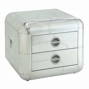 Brancaster Aluminum Aviator End Table - Mid-Century Modern Square Trunk Table with Storage Drawers Acme Furniture