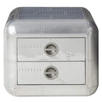 Brancaster Aluminum Aviator End Table - Mid-Century Modern Square Trunk Table with Storage Drawers Acme Furniture