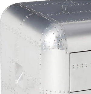 Brancaster Aluminum Aviator End Table - Mid-Century Modern Square Trunk Table with Storage Drawers Acme Furniture