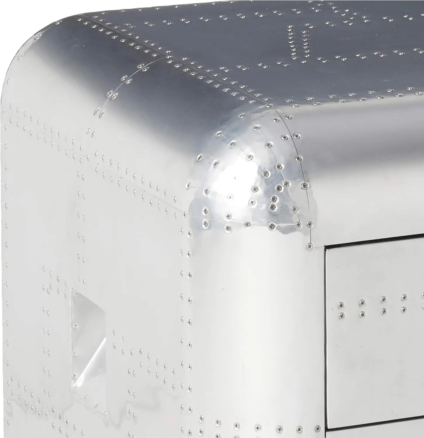 Brancaster Aluminum Aviator End Table - Mid-Century Modern Square Trunk Table with Storage Drawers Acme Furniture