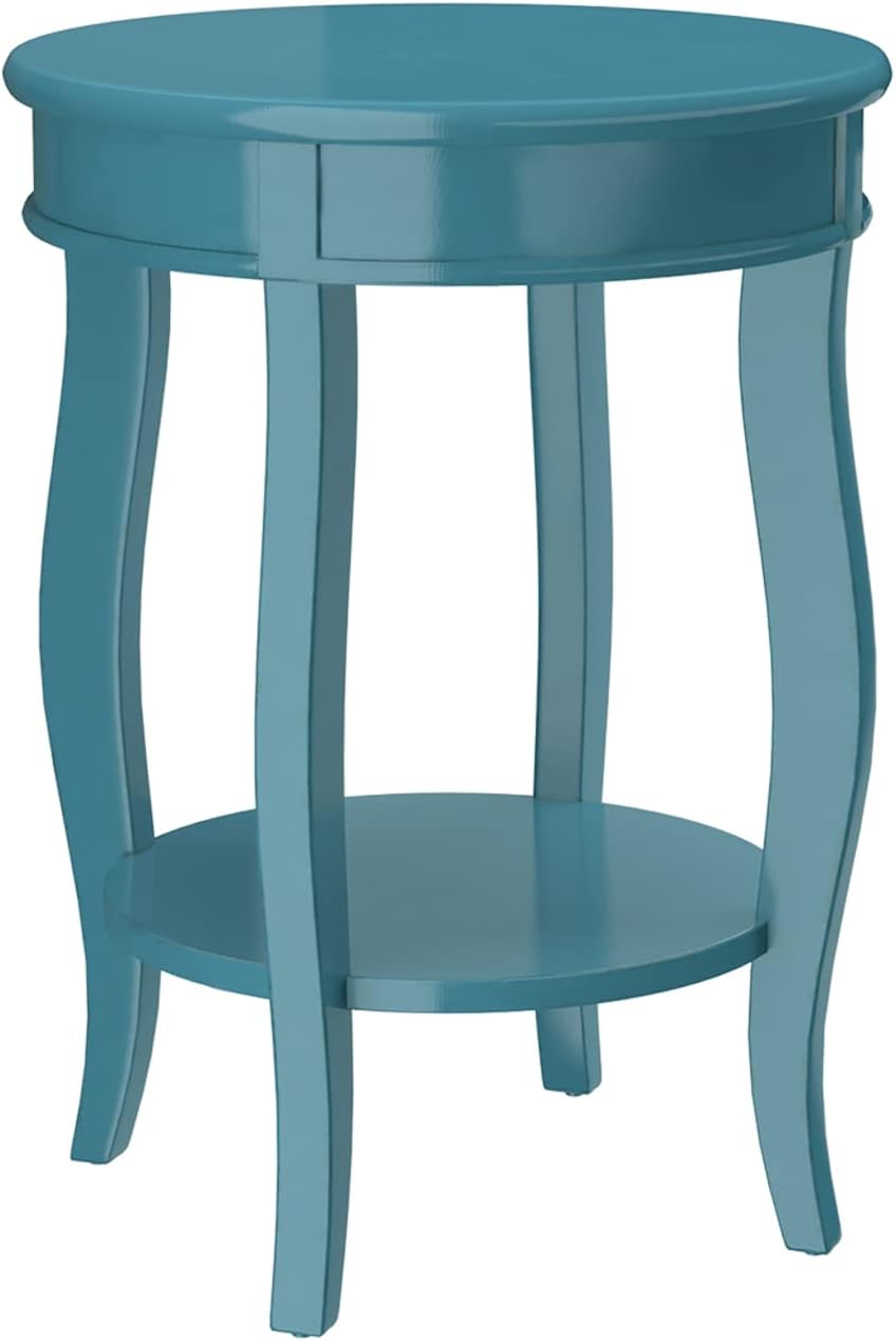Alysa Accent Table with Drawer and Shelf, Round Side Table for Living Room