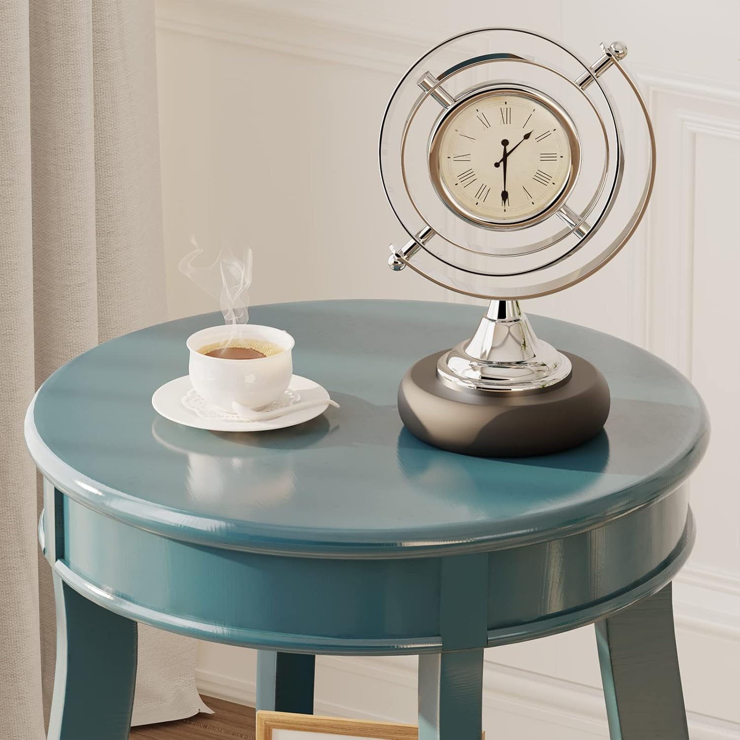 Alysa Accent Table with Drawer and Shelf, Round Side Table for Living Room