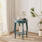 Alysa Accent Table with Drawer and Shelf, Round Side Table for Living Room