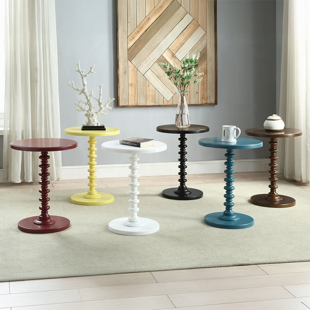Acton Accent Table - Round Wooden Pedestal Side Table
