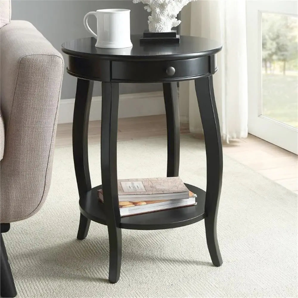 Alysa Accent Table with Drawer and Shelf, Round Side Table for Living Room Acme Furniture