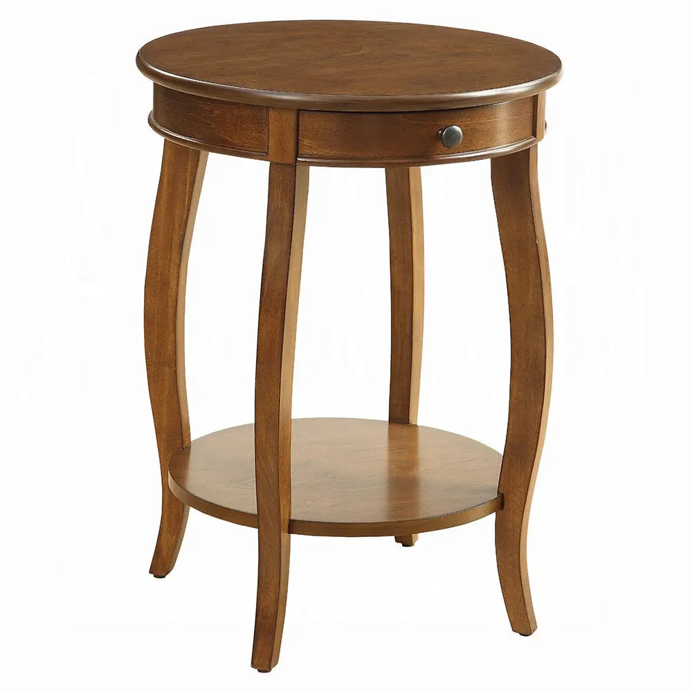 Alysa Accent Table with Drawer and Shelf, Round Side Table for Living Room Acme Furniture