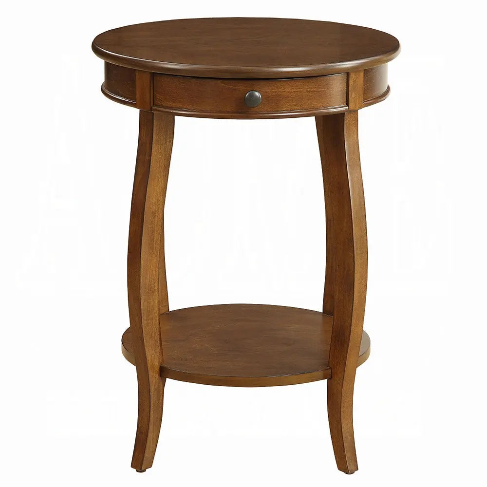 Alysa Accent Table with Drawer and Shelf, Round Side Table for Living Room Acme Furniture