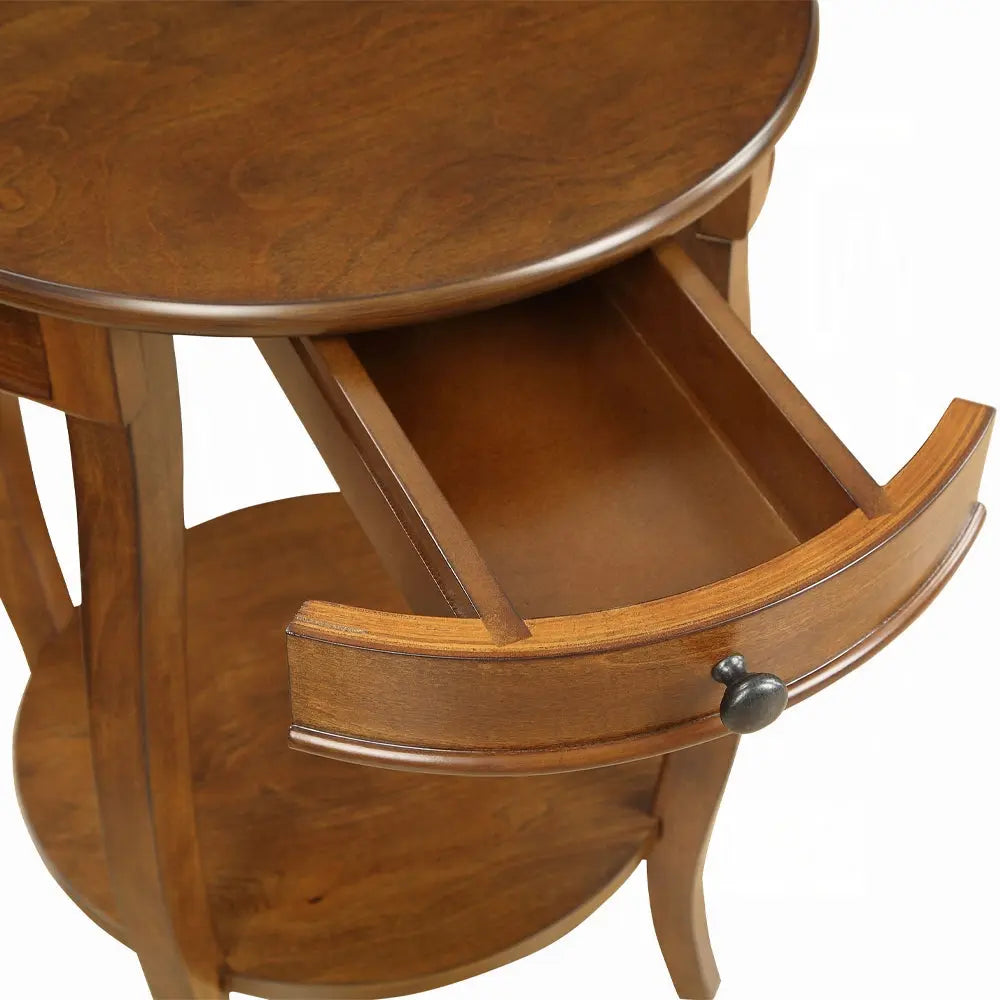 Alysa Accent Table with Drawer and Shelf, Round Side Table for Living Room Acme Furniture