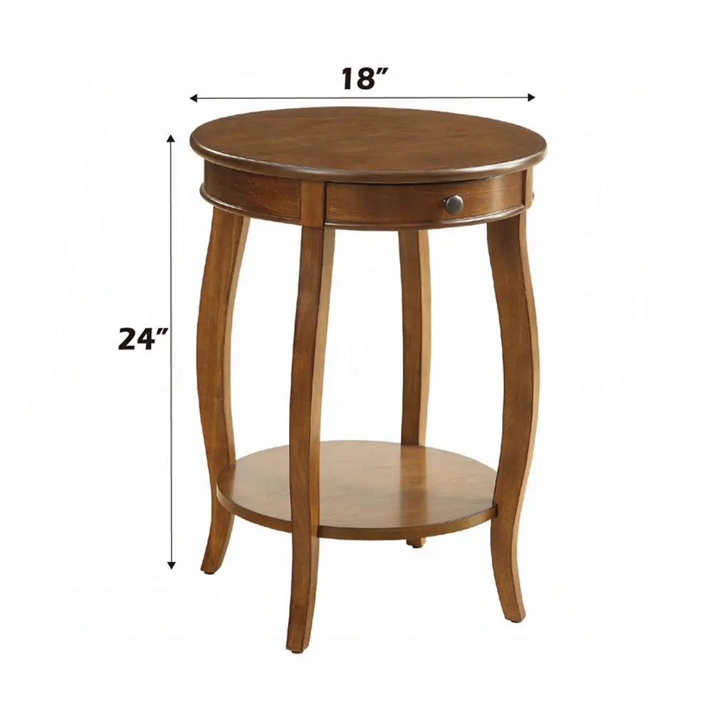 Alysa Accent Table with Drawer and Shelf, Round Side Table for Living Room Acme Furniture