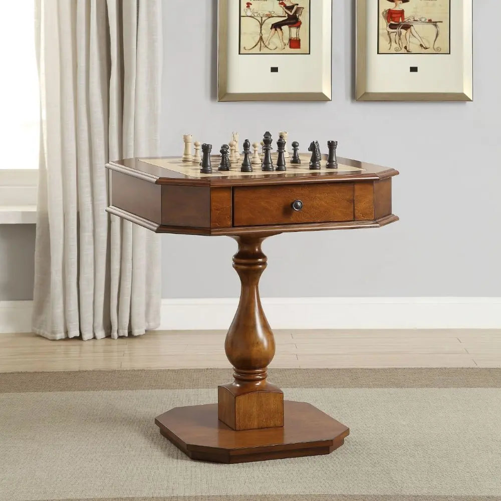 Bishop Game Table in Cherry Finish with Reversible 3-in-1 Game Tray Acme Furniture