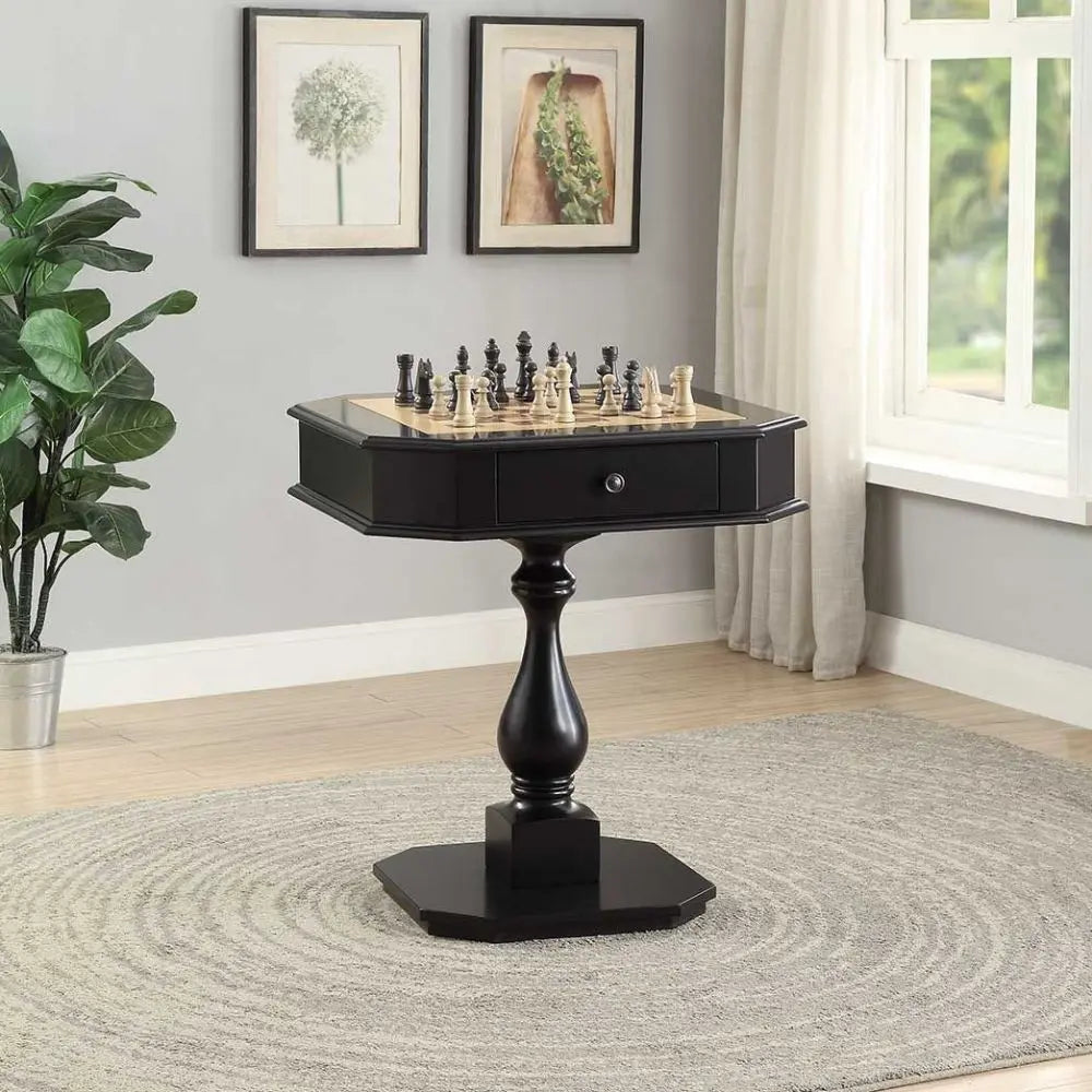 Bishop Game Table in Black Finish with Reversible 3-in-1 Game Tray Acme Furniture