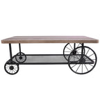Francie Rectangular Wooden Coffee Table with Shelf in Oak and Antique Gray