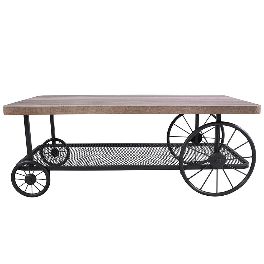 Francie Rectangular Wooden Coffee Table with Shelf in Oak and Antique Gray