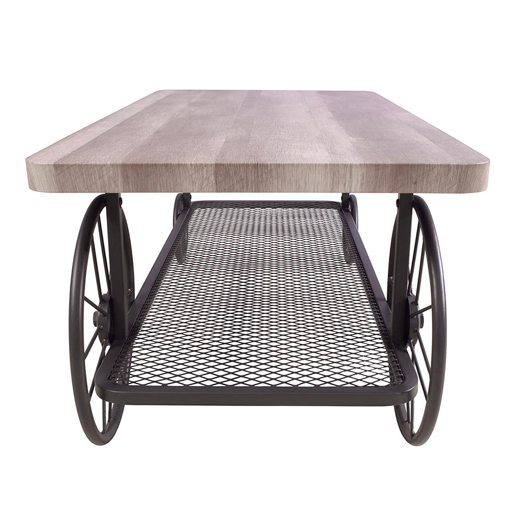 Francie Rectangular Wooden Coffee Table with Shelf in Oak and Antique Gray