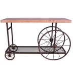 Rectangular Wooden Console Table with Shelf in Oak and Antique Gray