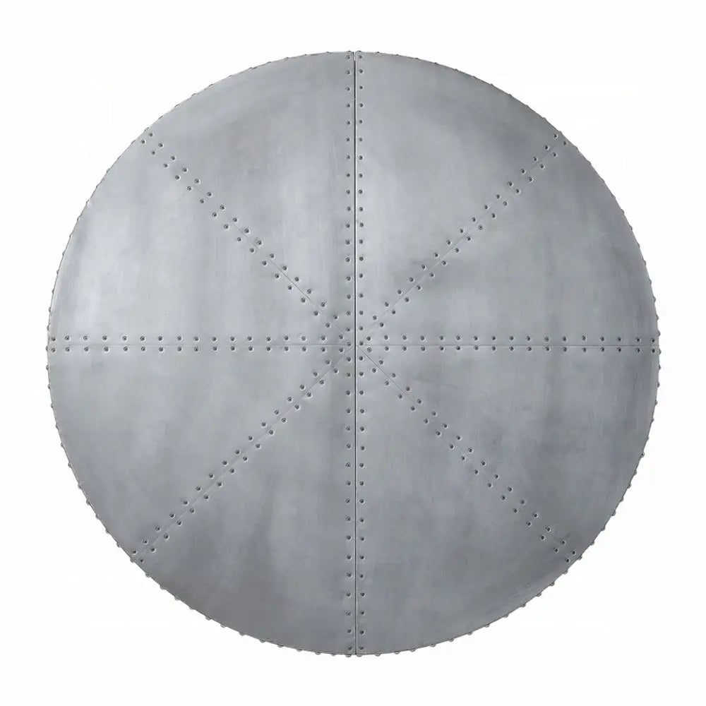 Brancaster Aluminum Patchwork Drum Coffee Table - Industrial Round Table with Hidden Storage Acme Furniture