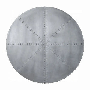 Brancaster Aluminum Patchwork Drum Coffee Table - Industrial Round Table with Hidden Storage Acme Furniture