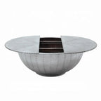 Brancaster Aluminum Patchwork Drum Coffee Table - Industrial Round Table with Hidden Storage Acme Furniture