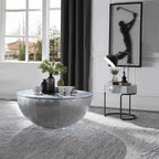 Brancaster Aluminum Patchwork Drum Coffee Table - Industrial Round Table with Hidden Storage Acme Furniture