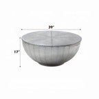 Brancaster Aluminum Patchwork Drum Coffee Table - Industrial Round Table with Hidden Storage Acme Furniture