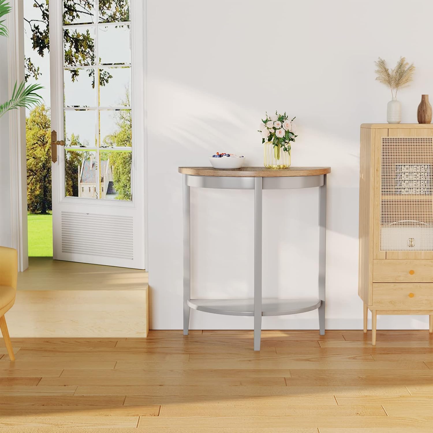 Justino Wooden Console Table with Bottom Shelf