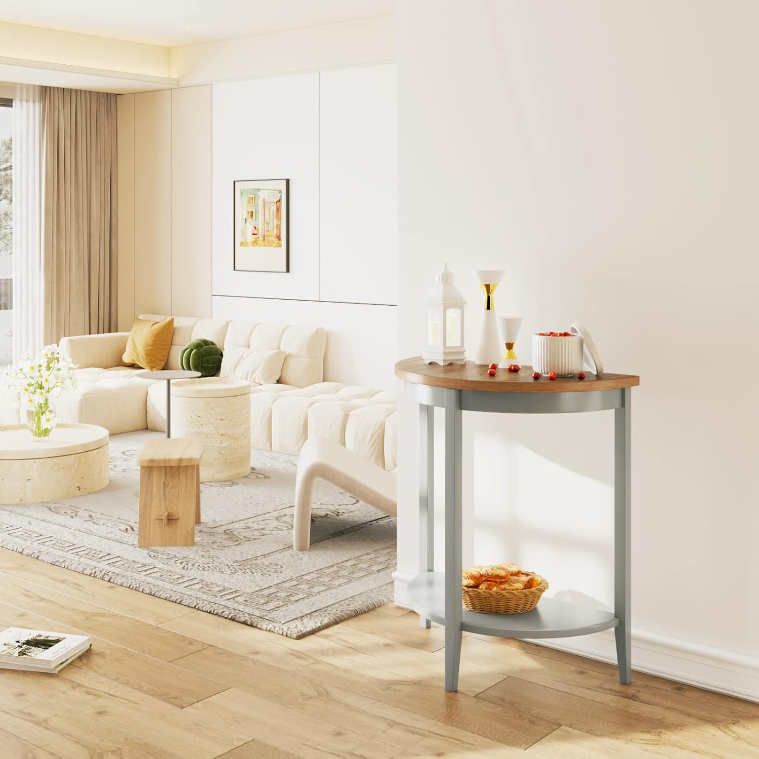Justino Wooden Console Table with Bottom Shelf