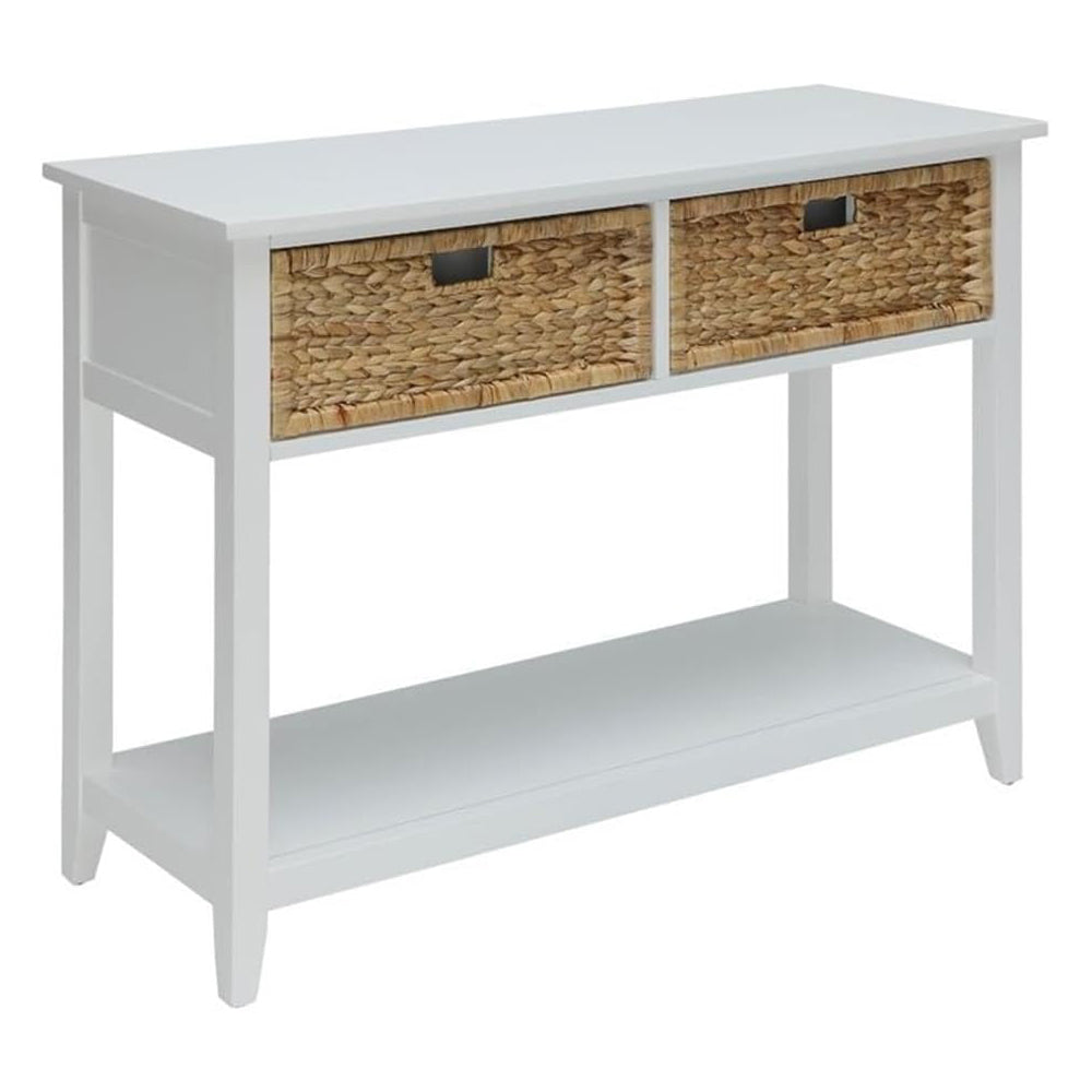 Flavius 2-Drawer Wooden Console Table 2 basket drawer with Open Shelf Space