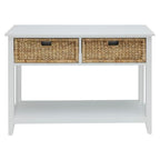 Flavius 2-Drawer Wooden Console Table 2 basket drawer with Open Shelf Space