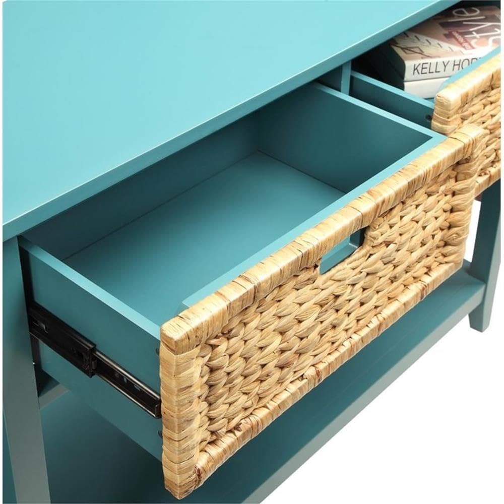 Flavius 2-Drawer Wooden Console Table 2 basket drawer with Open Shelf Space