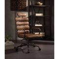 Calan Executive Office Chair in Retro Brown Top Grain Leather, Button Tufted Backrest Acme Furniture