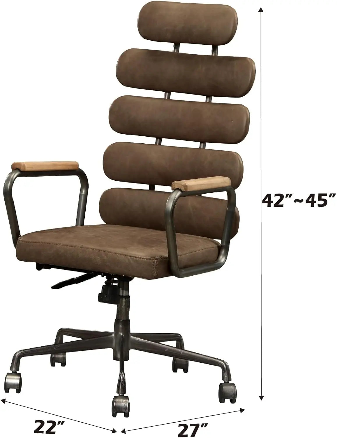 Calan Executive Office Chair in Retro Brown Top Grain Leather, Button Tufted Backrest Acme Furniture