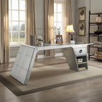 Brancaster Aluminum Patchwork Writing Desk - Modern Industrial Home Office Desk with Storage Acme Furniture