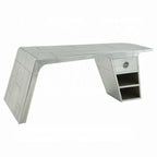Brancaster Aluminum Patchwork Writing Desk - Modern Industrial Home Office Desk with Storage Acme Furniture