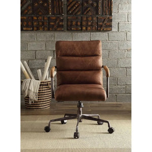 Harith Genuine Leather Swivel Office Chair in Antique Ebony, Executive Adjustable Chair with Casters Acme Furniture