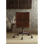 Harith Genuine Leather Swivel Office Chair in Antique Ebony, Executive Adjustable Chair with Casters Acme Furniture