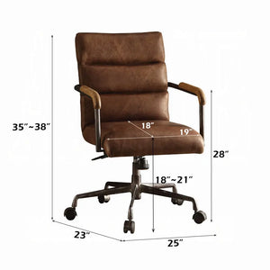 Harith Genuine Leather Swivel Office Chair in Antique Ebony, Executive Adjustable Chair with Casters Acme Furniture
