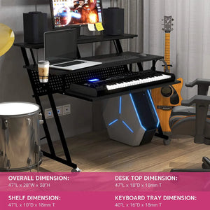 Suitor Wooden Top Music Recording Studio Desk with Keyboard Tray Black Acme Furniture