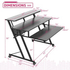 Suitor Wooden Top Music Recording Studio Desk with Keyboard Tray Black Acme Furniture