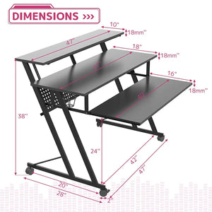 Suitor Wooden Top Music Recording Studio Desk with Keyboard Tray Black Acme Furniture
