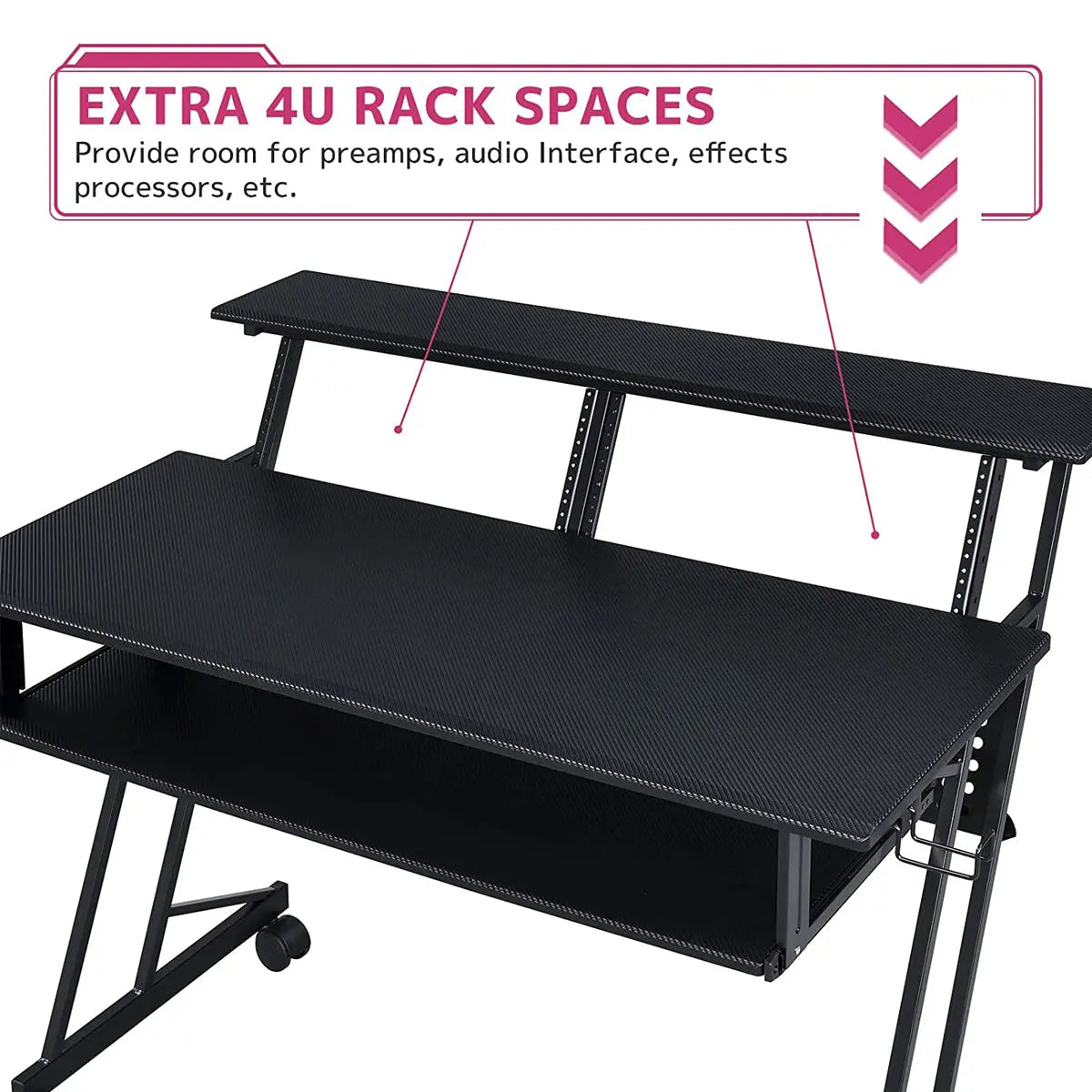 Suitor Wooden Top Music Recording Studio Desk with Keyboard Tray Black Acme Furniture