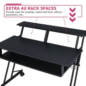 Suitor Wooden Top Music Recording Studio Desk with Keyboard Tray Black Acme Furniture